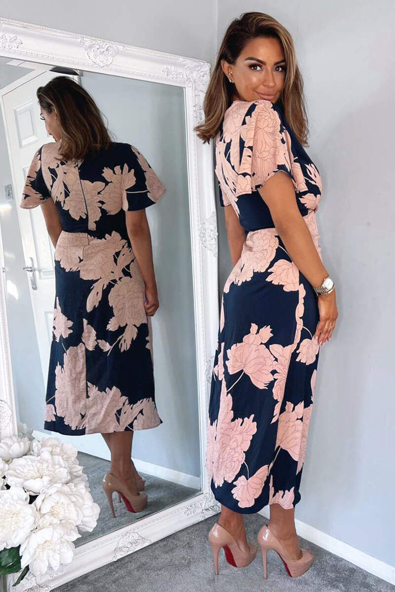 AX PARIS NAVY AND BLUSH FLORAL PRINT ...